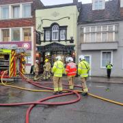 Photos show firefighters as they tackle city centre pub fiire