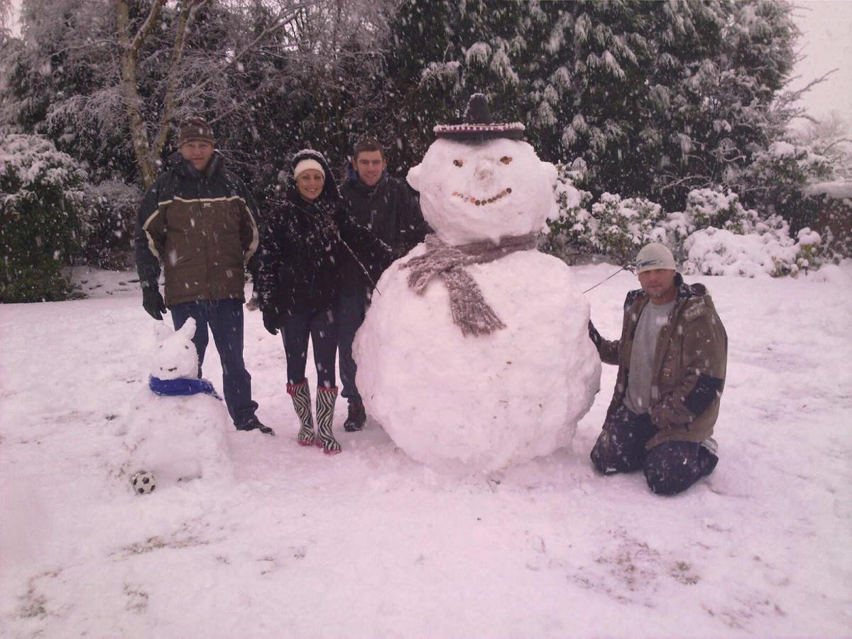 Happy days: this snowman has the biggest grin