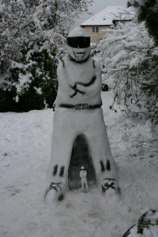 Top gear: Snowman Stig looks ready to roll