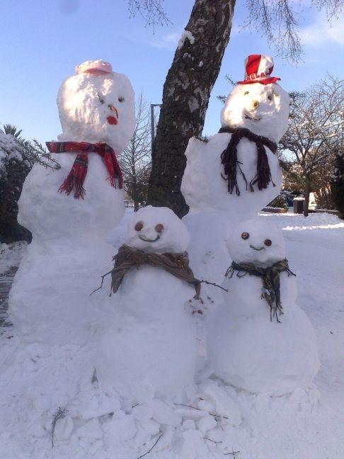 Happy families: St Albans snow family