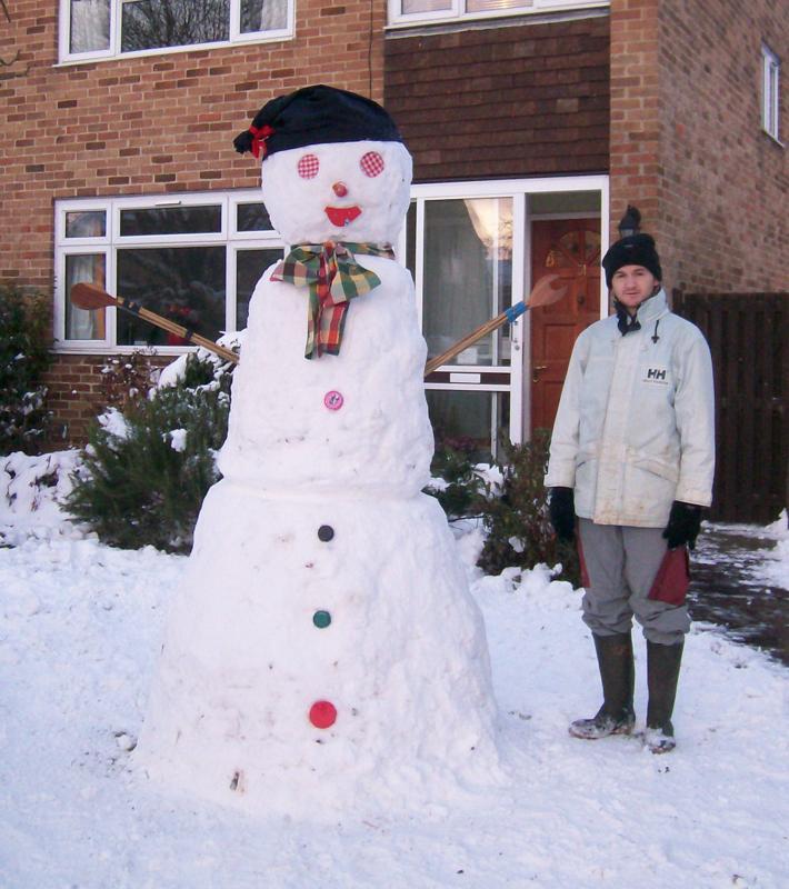 Buttoned up: Oxford snowman in Sunday best