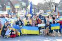 Ukraine supporters in the Market Place. Picture by Spencer Mulholland