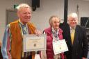 Jim Pearce and Janet Shores received certificates from former Downton Link chairman Peter Bishop.