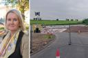 Left: Cllr Jan Warwick. Right: The Balfour Beatty compound