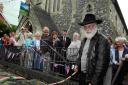 Sir Terry Pratchett officially opened the Chalke Valley Stores