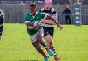 Winger Eremasi Ranatora breaks away. Below: An uncompromising tackle from centre Will Murley. Pictures by John Palmer