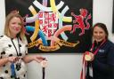 Head of Year 8 Sophie Norrish (left) with Paralympic athlete Liz Johnson