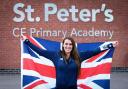 Olympic medallist Jazmin Carlin visits St Peter's CE Primary Academy, near Salisbury, Wiltshire. The school was holding its sports day
Picture: Chris Moorhouse
