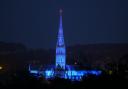 A 'bluetiful' sight - Photos show Salisbury Cathedral lit up for NHS 75th Anniversary