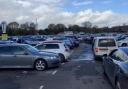 Cars queued up in Central Car Park on Saturday, November 4.