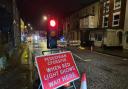Temporary traffic lights on Devizes Road, Salisbury