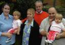 Family Award winners Wendy and Ken Glover (centre) with their nominators Sarah and Paul Glover and their twins Amber and Jade. DB3009P1