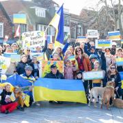 Ukraine supporters in the Market Place. Picture by Spencer Mulholland