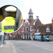 Fordingbridge town centre. Inset: Police stock image