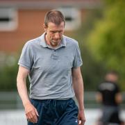 Steve Claridge (Salisbury manager) leaves the field after the Southern League Premier South game between Poole Town and Salisbury on Mon 29th August 2022 at The BlackGold Stadium, Poole, Dorset. Photo: Ian Middlebrook.