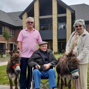 Parley Place Care home arranged a visit by two miniature donkeys for resident Bob Eastham.