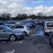 Cars queued up in Central Car Park on Saturday, November 4.