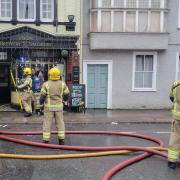 Castle Street in the City Centre was closed for hours as crews tackled a fire at the Avon Brewery pub.