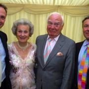 Sir Christopher and Lady Jo Benson with their sons Charlie and Julian at Lady Benson's 80th birthday luncheon at Pauls Dene House.