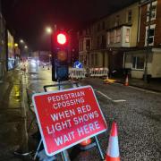 Temporary traffic lights on Devizes Road, Salisbury