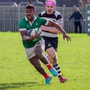 Winger Eremasi Ranatora breaks away. Below: An uncompromising tackle from centre Will Murley. Pictures by John Palmer