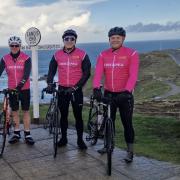From left to right, Luke, Seb, Mike, Zach and Josh Green at Lands End before departing for John O'Groats by bicycle.