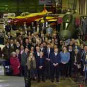 Group shot of Grant Shapps with  Wiltshire MP John Glen, Parish Councillors, the BDACC team and invited guests