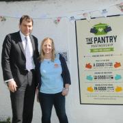 MP John Glen and founder Fiona Ollerhead..The Pantry Partnership open day at the former Bowls Club in Victoria Park, Salisbury DC9118P4 Picture by Tom Gregory.