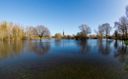 Salisbury Journal: The flooding near Salisbury Cathedral viewed from Harnham. Taken by Colin Froude.