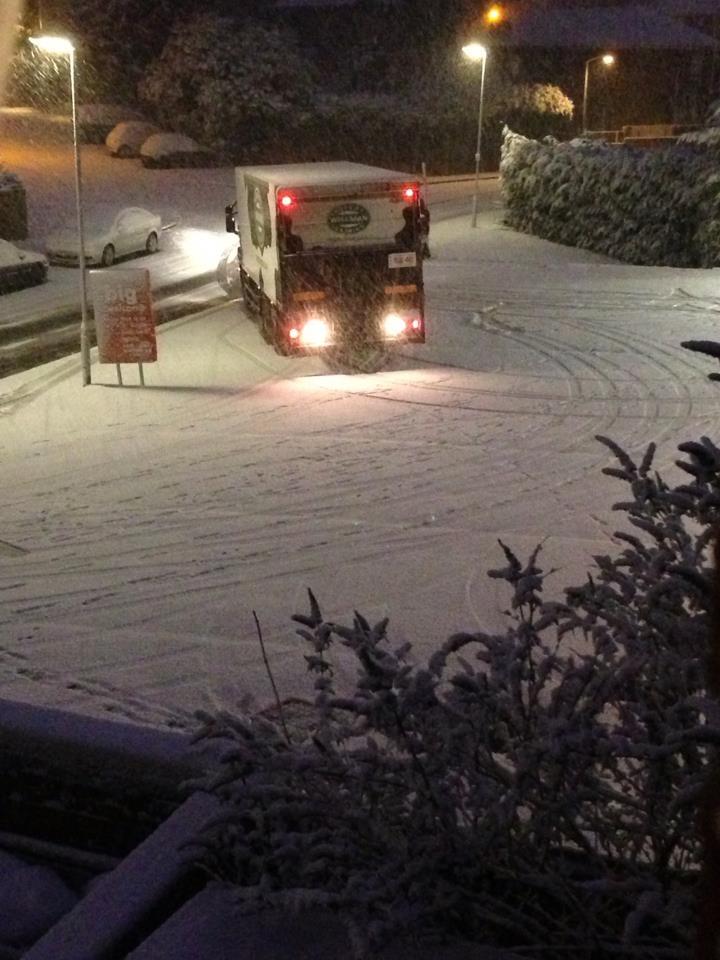 Mark Pickering spotted this milk truck struggling in the snow in a shop car park. 