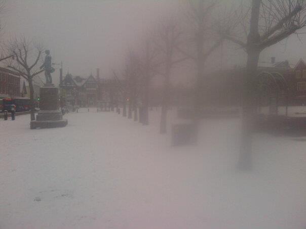 A very snowy scene in Salisbury's Market Place from Davey Imeson.