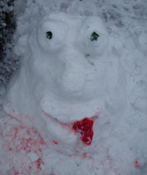 A different take on a snowman from Adam Swift and Cat Wyatt in Pullman Drive, Salisbury.