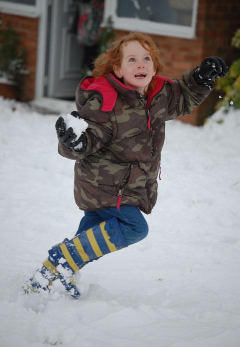 Jo Rogers sent us this picture of her son Oliver, six, in a snowball fight.