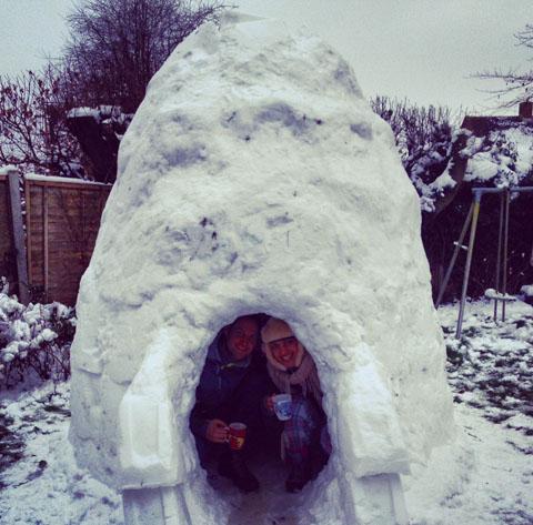 Ellysia Noble sent a picture of the great igloo she and her boyfriend made in their garden in Pauls Dene.