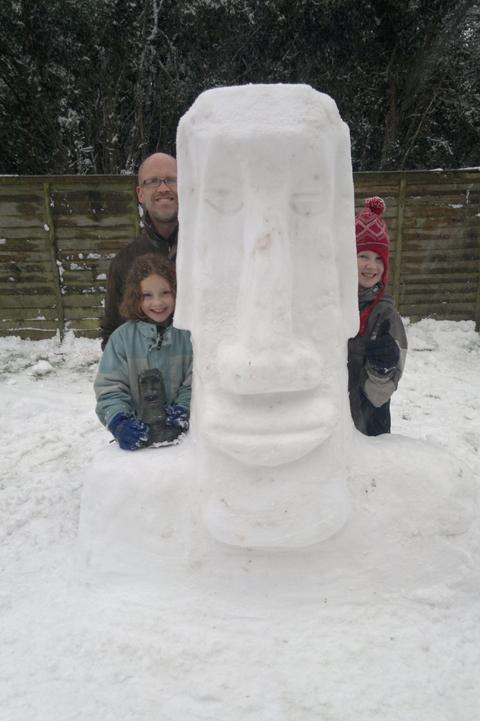 Jeni Booth's family made an impressive snow sculpture in their garden in Ebbesbourne Wake.