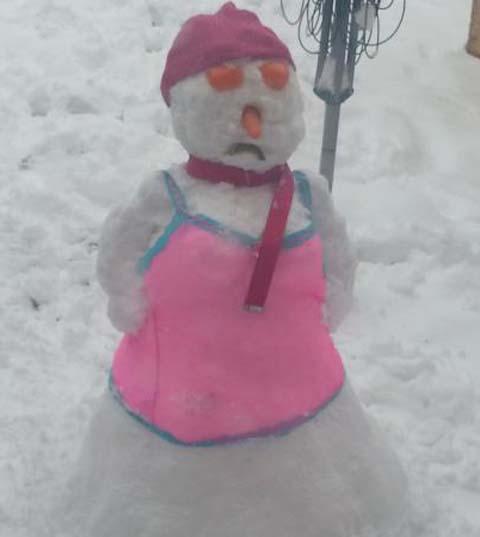 Robert Pettinger took this picture of a snow-woman in the Old Sarum area.