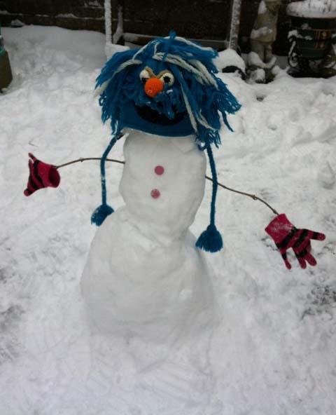 Trinity Rudman sent in this picture of her snow Animal from the Muppets.