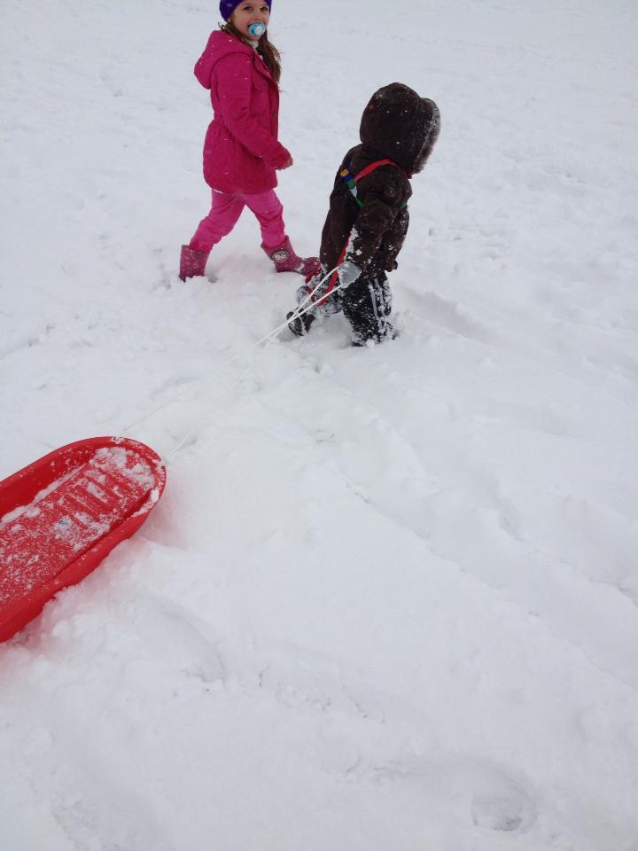 Emma Roddie took this picture of her children heading off for some sledging fun.
