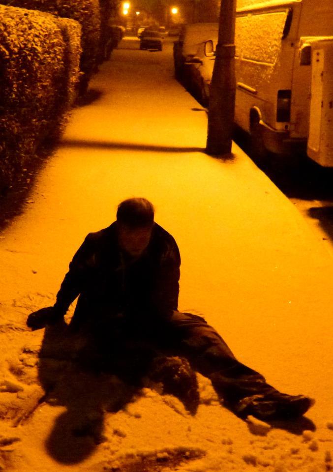 Spencer Mulholland sent us this picture of his friend taking an early morning stumble.