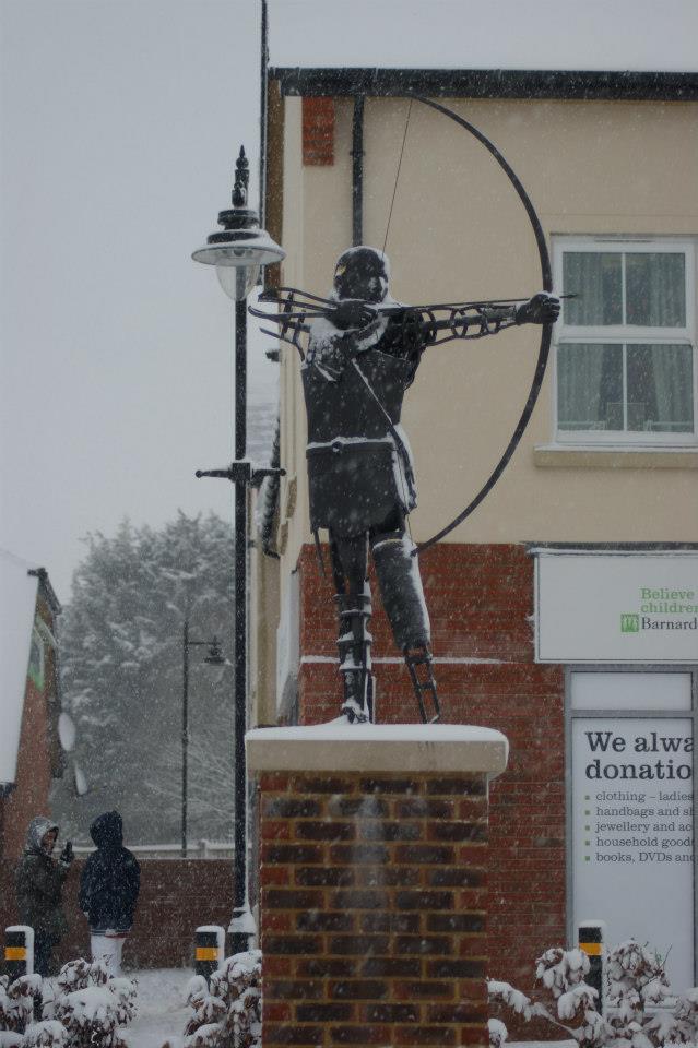 Stuart Allison sent in a picture of the snowy archer statue at Archers Gate in Amesbury.