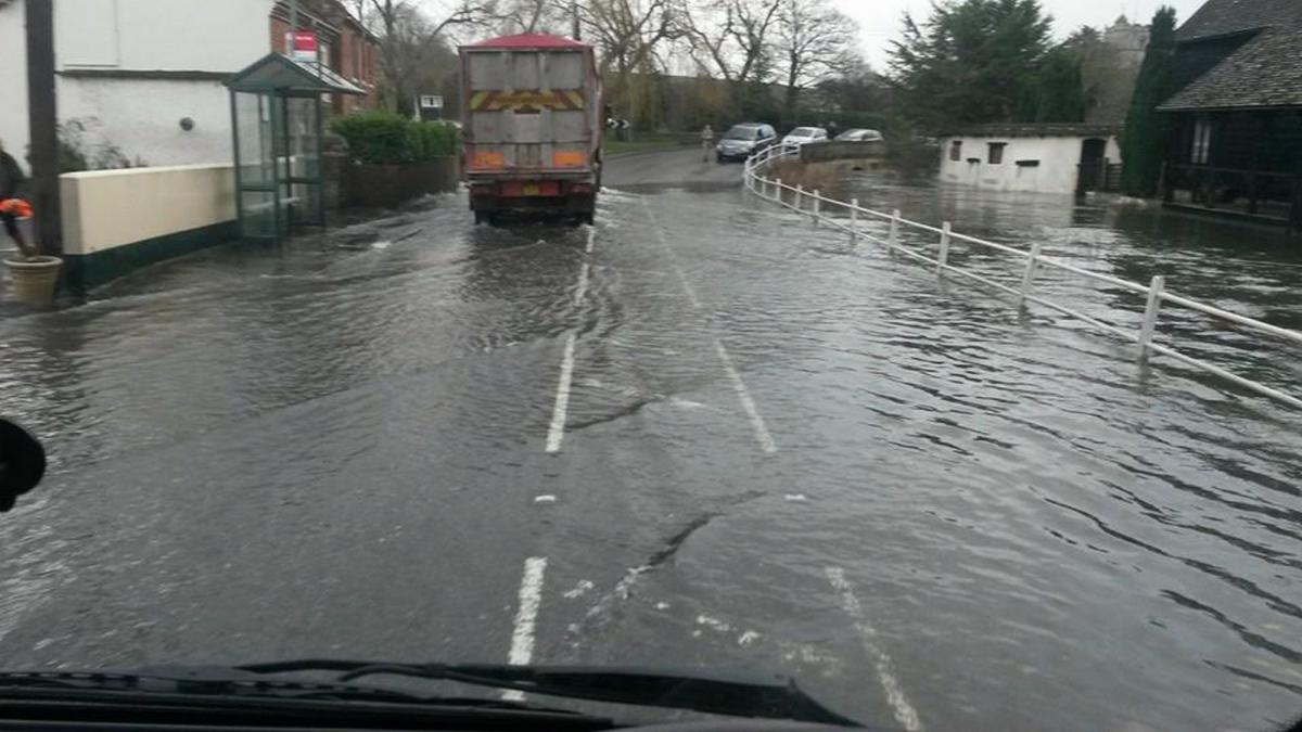 Nigel Weeks took this picture of the flooded road in Coombe Bissett.