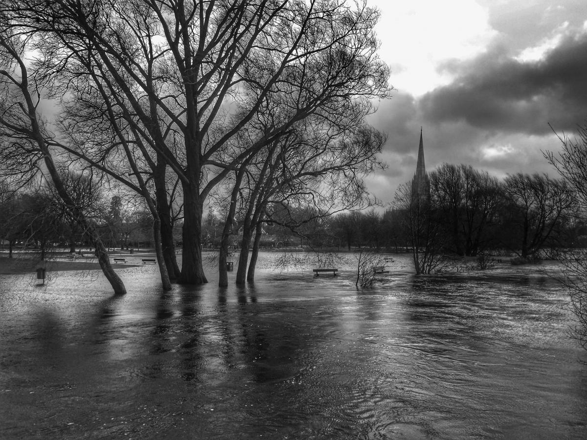 A creative shot of the flooding and the cathedral from Ian Rawlins.