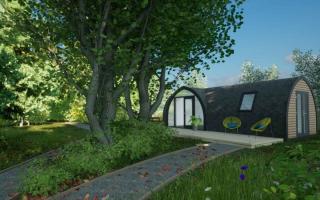 An artist's impression of one of the glamping pods.
