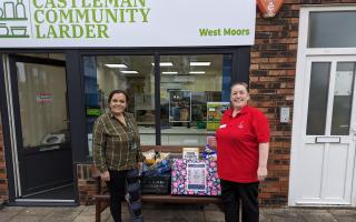 Brook View’s companionship team leader Lauren Parrett personally handed over the large collection of items, including tinned goods, pasta and cereals, to larder manager Michelle Bennett