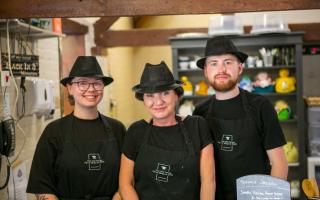Sam Shipley-Baker with her staff, Rowen Howden and Kain Shipley-Baker