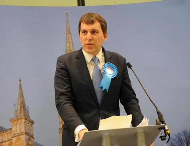 Conservative candidate John Glen..Election count for Salisbury Constituency and Devizes Constituency, held at Five Rivers Leisure Centre in Salisbury..General Election 2019 DC9356P126 Picture by Tom Gregory...