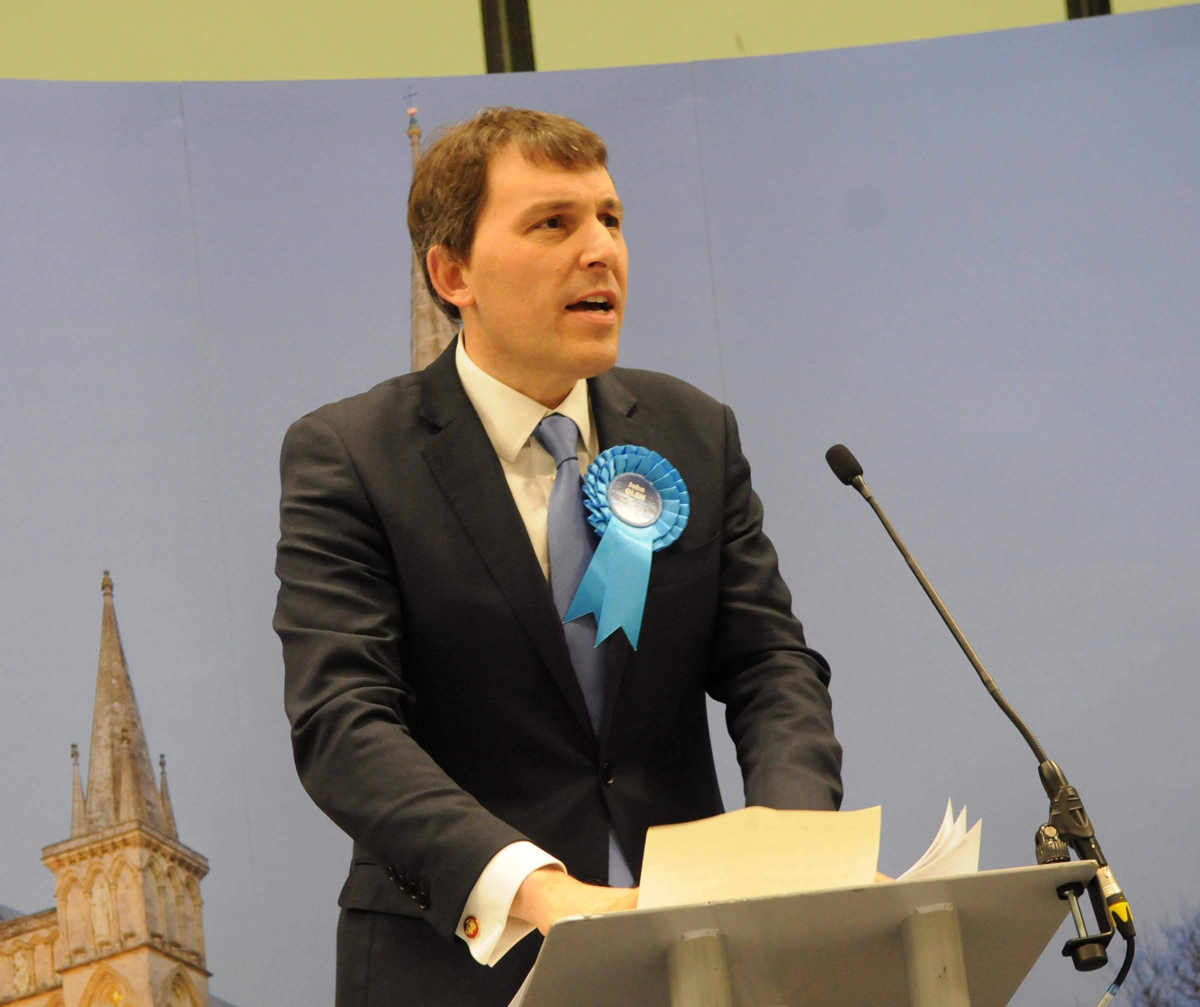 Conservative candidate John Glen..Election count for Salisbury Constituency and Devizes Constituency, held at Five Rivers Leisure Centre in Salisbury..General Election 2019 DC9356P125 Picture by Tom Gregory...