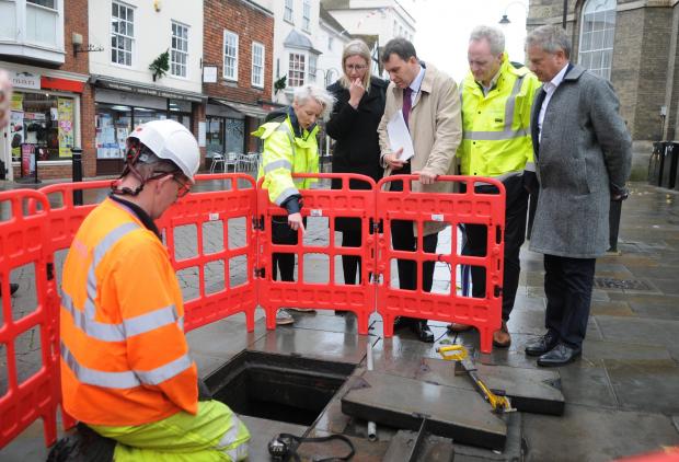 Salisbury Journal: Openreach CEO Clive Selley gives MP John Glen and Cllr Pauline Church a tour of the work being done by Openreach in Salisbury
