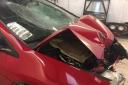 James Larcombe's smashed-up Honda Civic