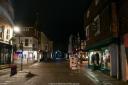 Salisbury High Street at night.
